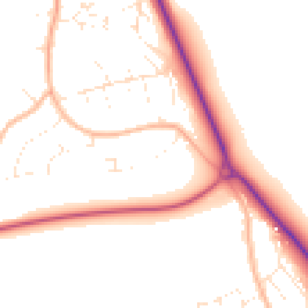 Daytime road noise heatmap for DT4 0EQ