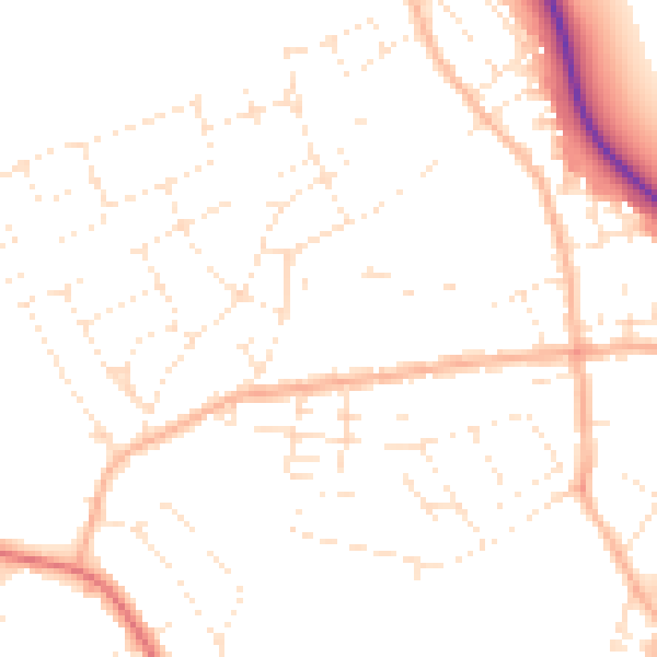 Daytime road noise heatmap for DT4 0JW