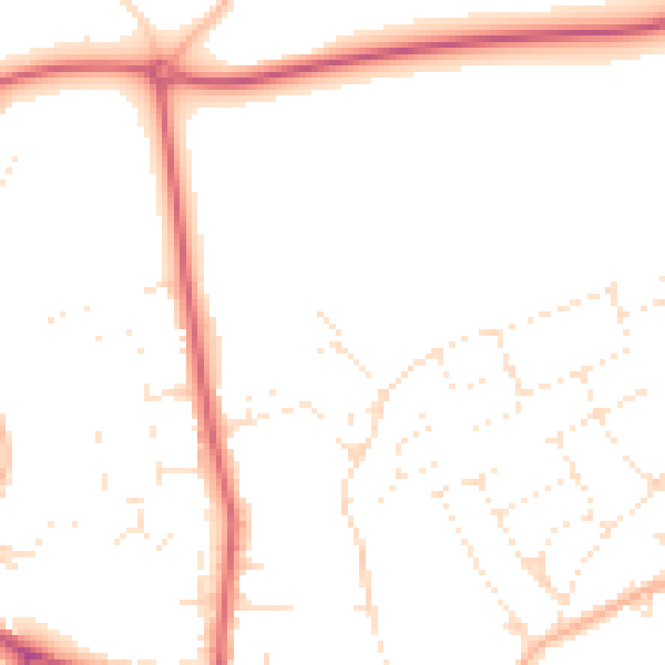 Daytime road noise heatmap for DT4 0RU