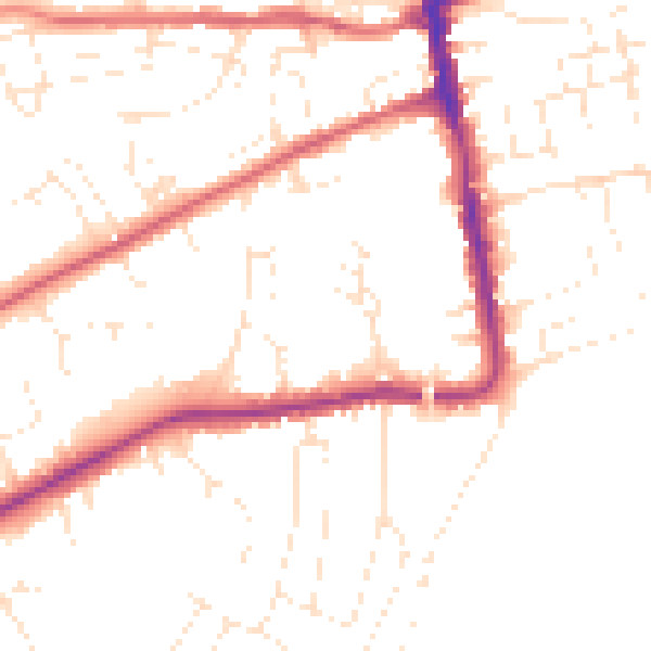 Daytime road noise heatmap for DT4 0SB