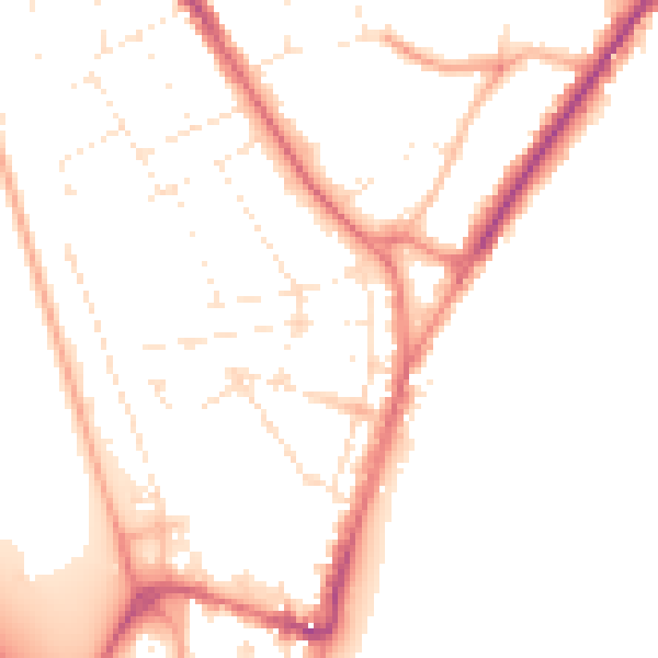 Daytime road noise heatmap for DT4 7JJ