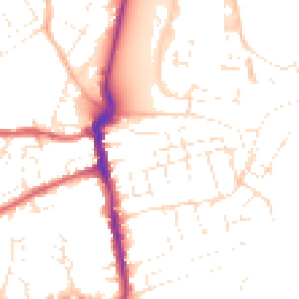 Daytime road noise heatmap for DT4 8JN