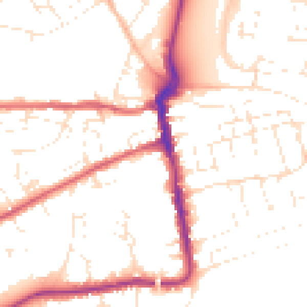 Daytime road noise heatmap for DT4 8SR