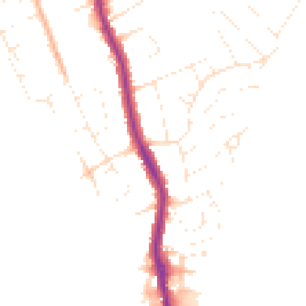 Daytime road noise heatmap for DT4 9BQ