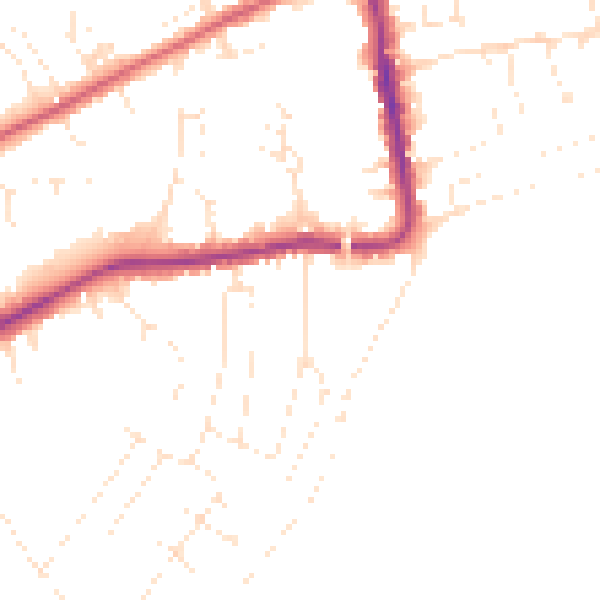 Daytime road noise heatmap for DT4 9LD