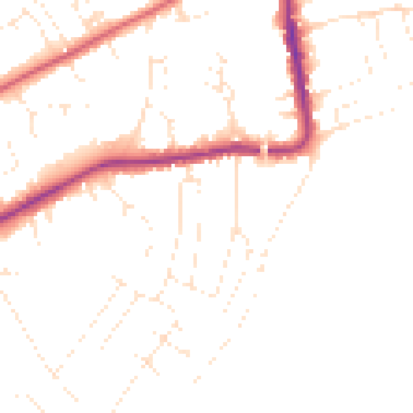 Daytime road noise heatmap for DT4 9LQ