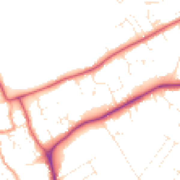 Daytime road noise heatmap for DT4 9RB