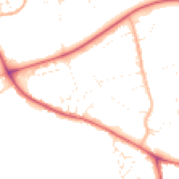 Daytime road noise heatmap for DT4 9TN