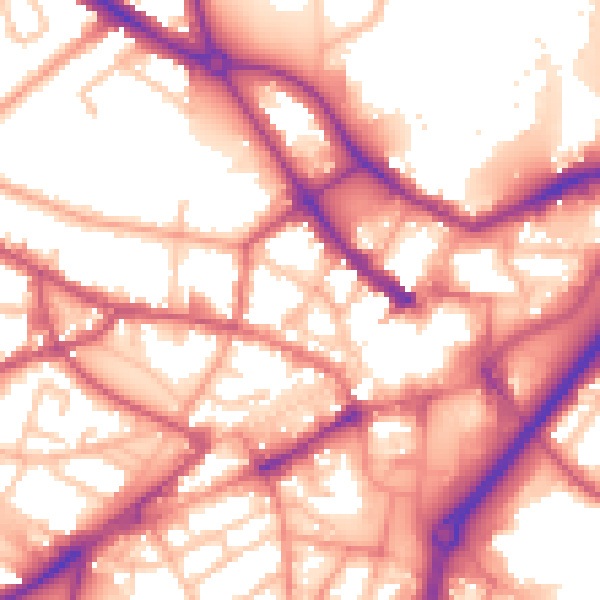 Daytime road noise heatmap for DY1 1EW