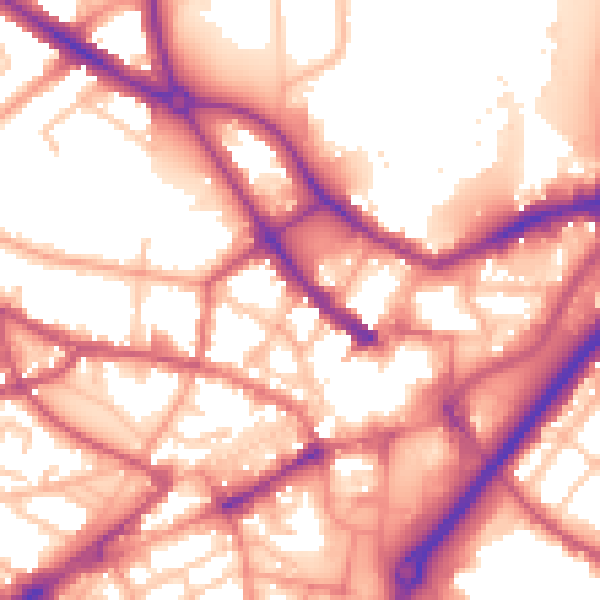 Daytime road noise heatmap for DY1 1LX