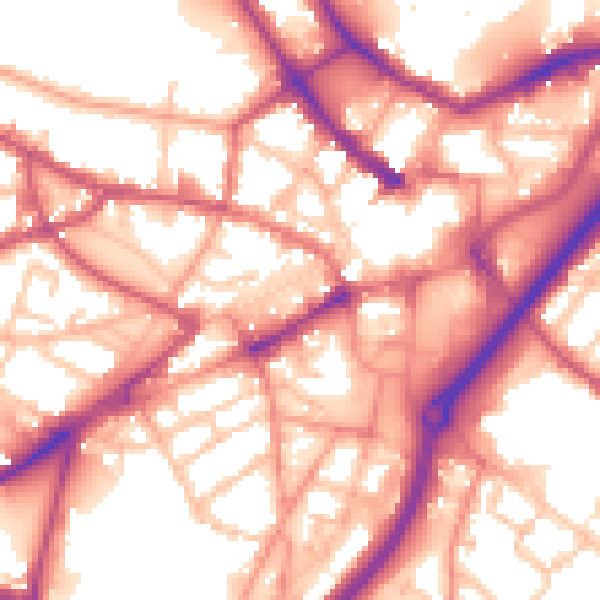 Daytime road noise heatmap for DY1 1PZ