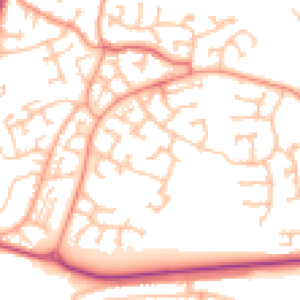 Daytime road noise heatmap for DY1 2TN