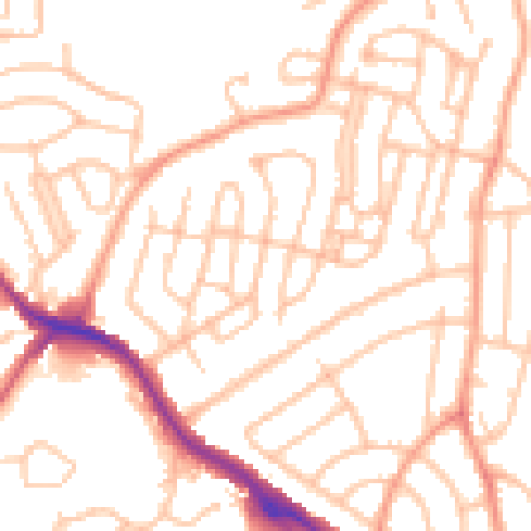 Daytime road noise heatmap for DY1 3TG