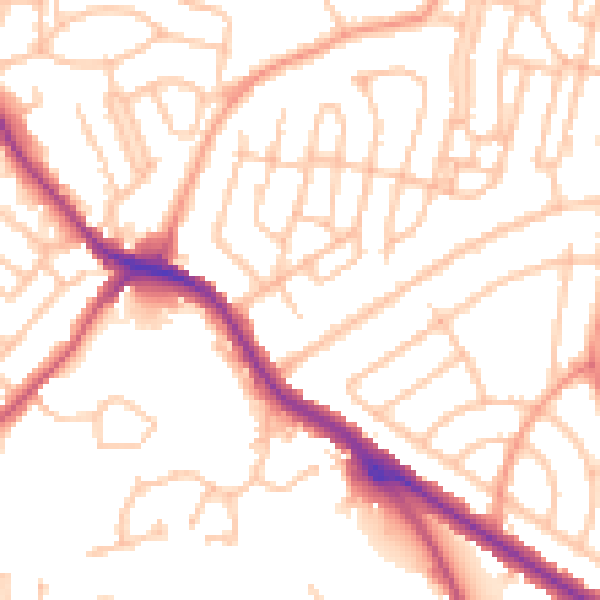 Daytime road noise heatmap for DY1 3TH