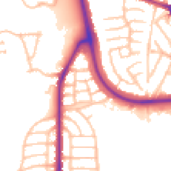 Daytime road noise heatmap for DY1 4FF