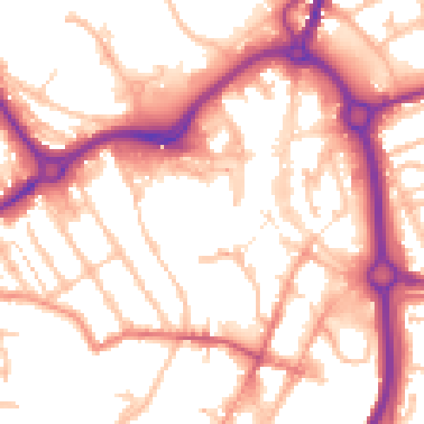 Daytime road noise heatmap for DY10 1AA