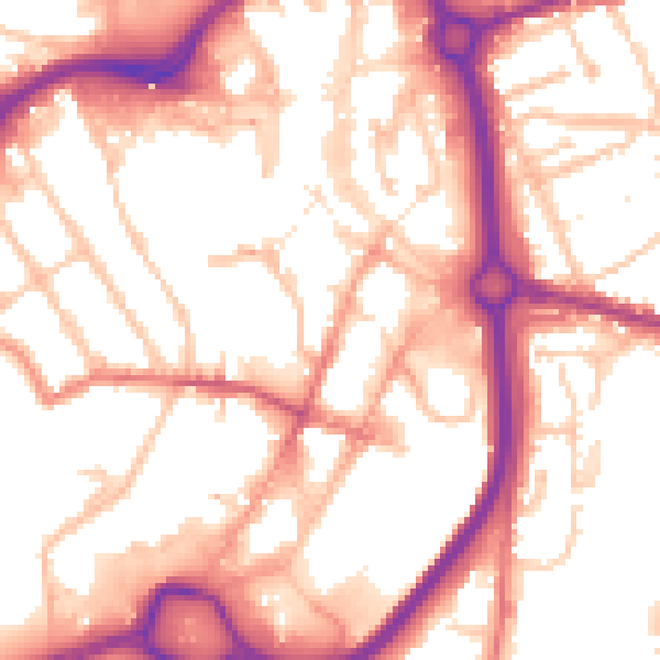 Daytime road noise heatmap for DY10 1AE