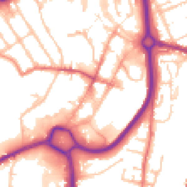 Daytime road noise heatmap for DY10 1AL