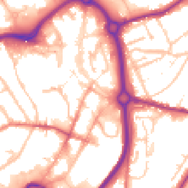 Daytime road noise heatmap for DY10 1AR