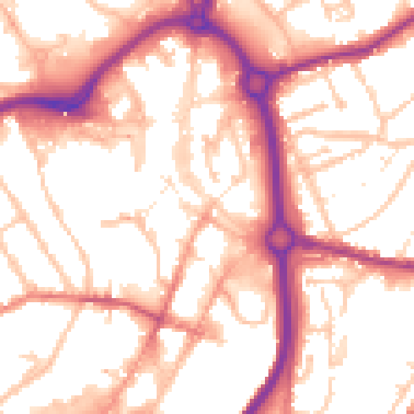 Daytime road noise heatmap for DY10 1AY