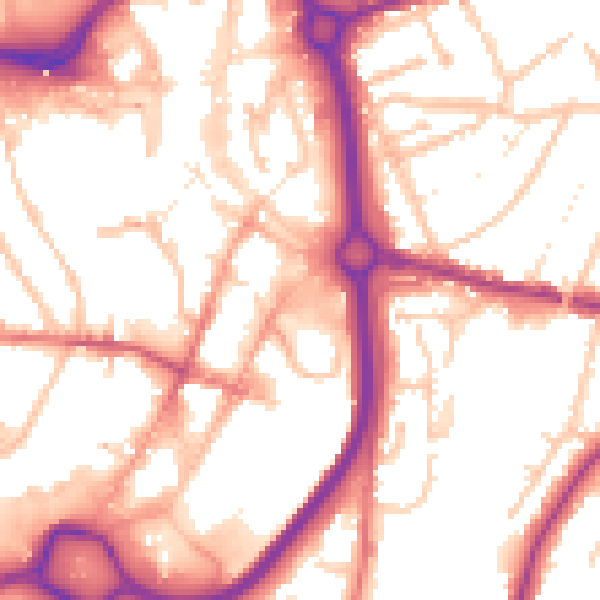 Daytime road noise heatmap for DY10 1AZ