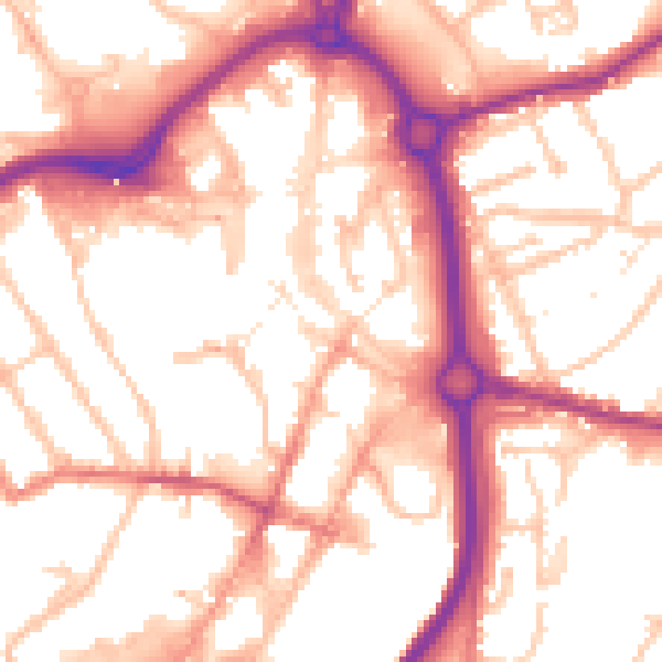 Daytime road noise heatmap for DY10 1BB