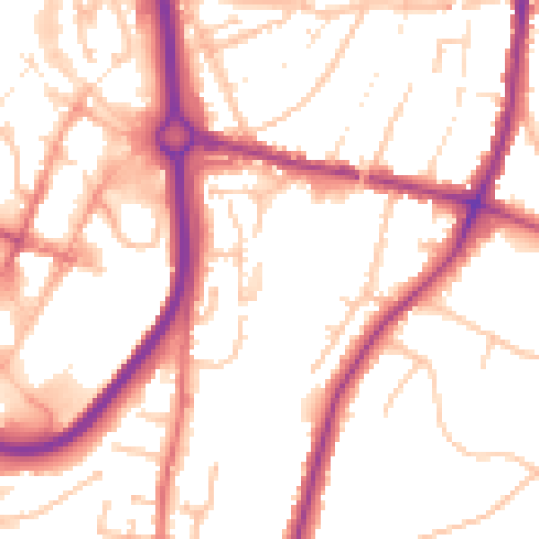 Daytime road noise heatmap for DY10 1BG