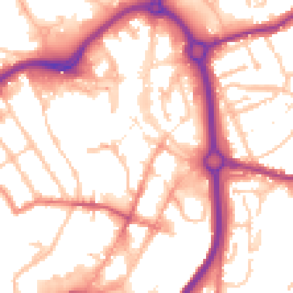 Daytime road noise heatmap for DY10 1BN