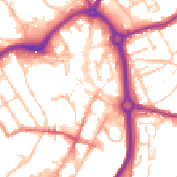 Daytime road noise heatmap for DY10 1BQ