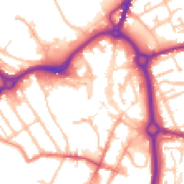 Daytime road noise heatmap for DY10 1DA