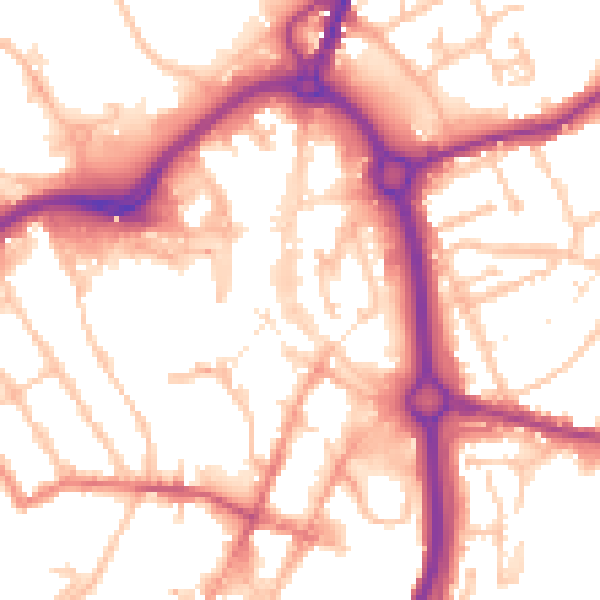 Daytime road noise heatmap for DY10 1EA