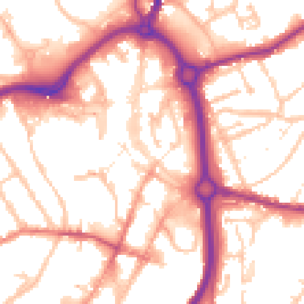 Daytime road noise heatmap for DY10 1ED