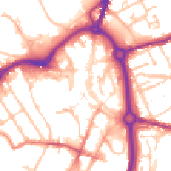 Daytime road noise heatmap for DY10 1EJ