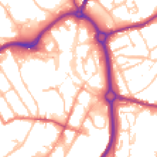 Daytime road noise heatmap for DY10 1EL