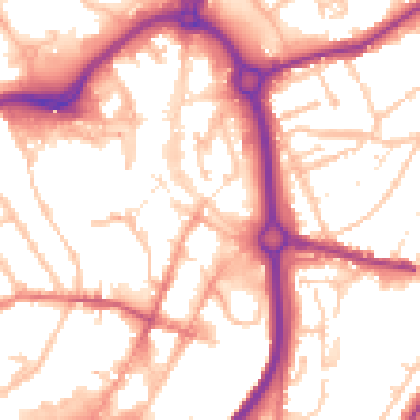 Daytime road noise heatmap for DY10 1EN