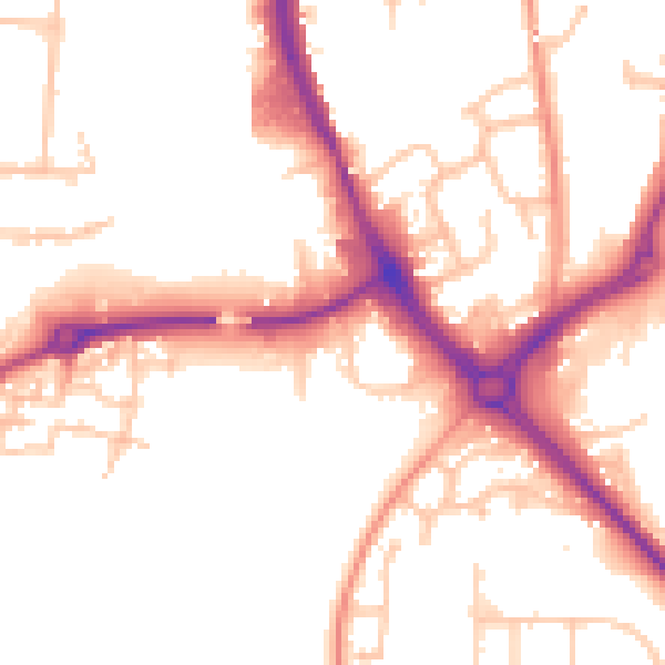 Daytime road noise heatmap for DY10 1HB