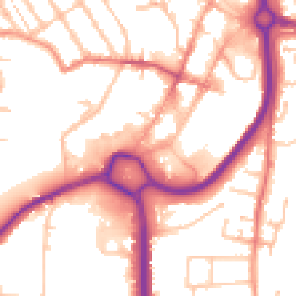 Daytime road noise heatmap for DY10 1HR