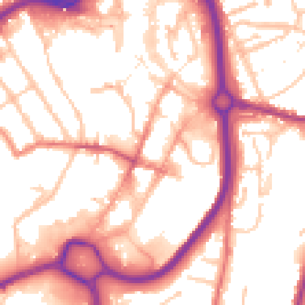 Daytime road noise heatmap for DY10 1JN