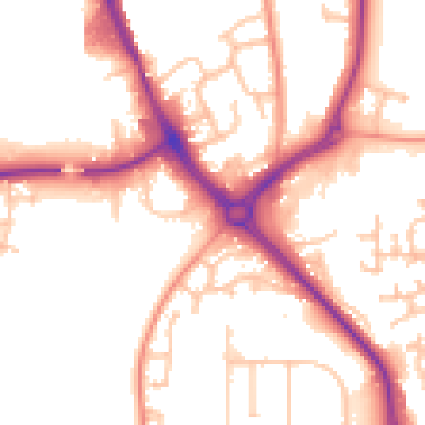 Daytime road noise heatmap for DY10 1JS