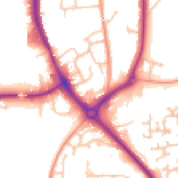 Daytime road noise heatmap for DY10 1JX