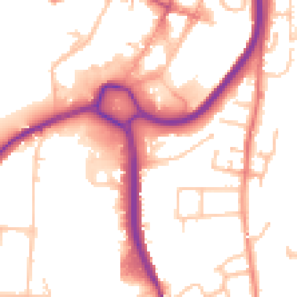 Daytime road noise heatmap for DY10 1LA