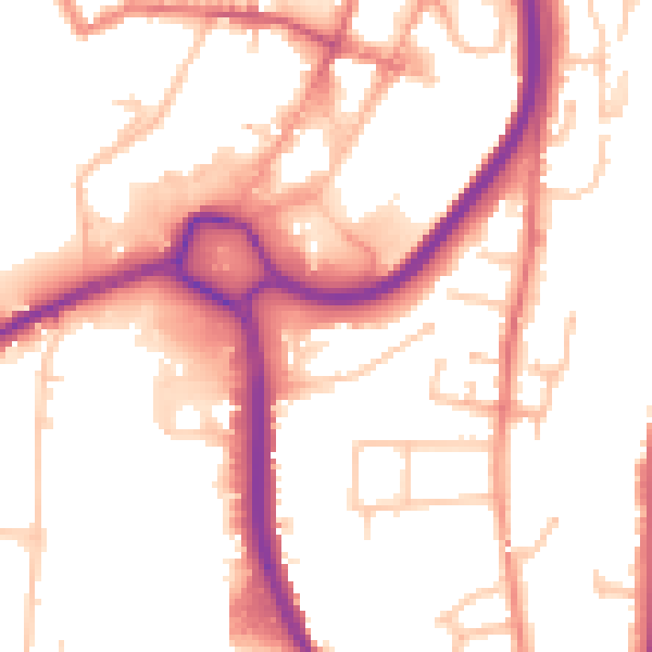 Daytime road noise heatmap for DY10 1LD