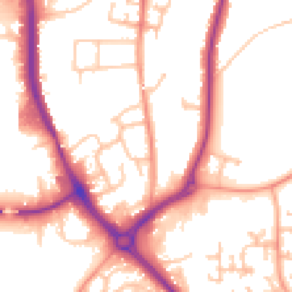 Daytime road noise heatmap for DY10 1LJ
