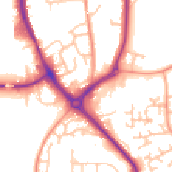 Daytime road noise heatmap for DY10 1LL
