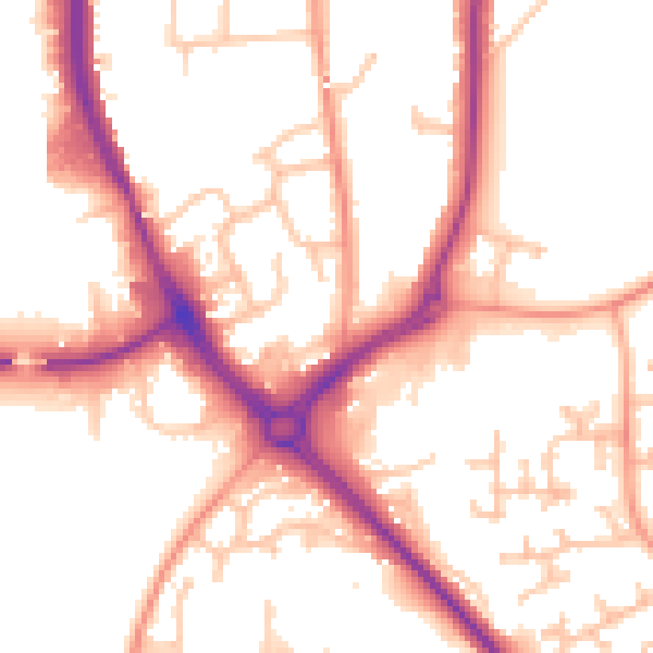Daytime road noise heatmap for DY10 1LN