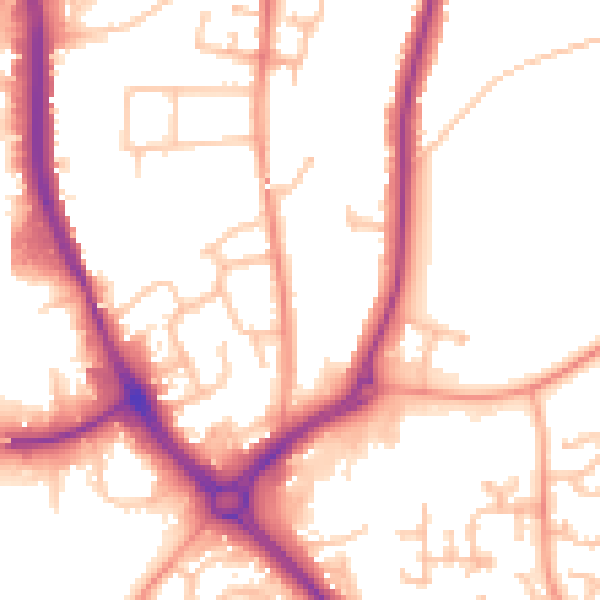 Daytime road noise heatmap for DY10 1LP