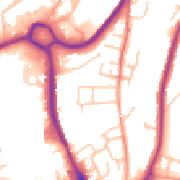 Daytime road noise heatmap for DY10 1LQ