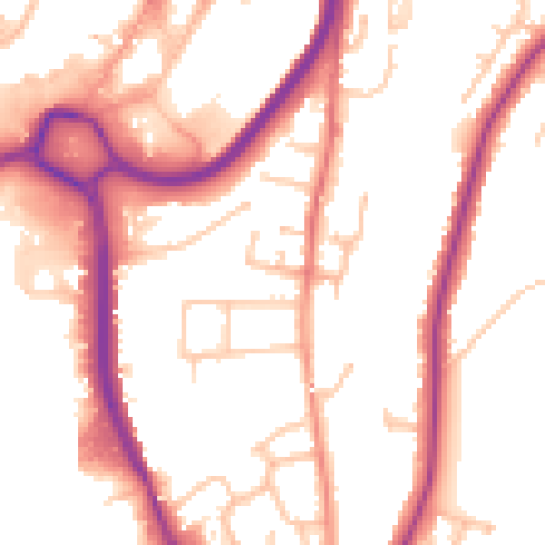 Daytime road noise heatmap for DY10 1LU