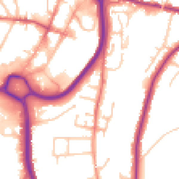 Daytime road noise heatmap for DY10 1NA