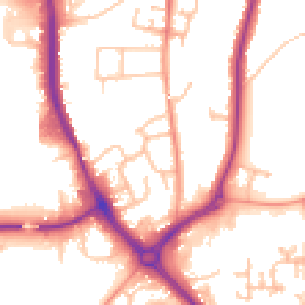 Daytime road noise heatmap for DY10 1NT